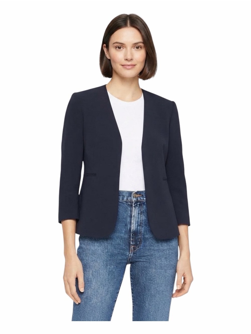 Theory Lindrayia Admiral Crepe Open Front Blazer Navy Size 4